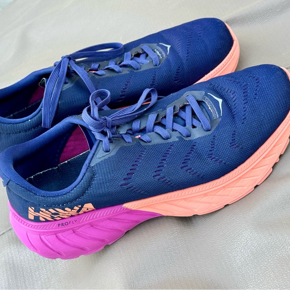 Hoka One One Women's Navy and Coral Athletic Shoes, Sz. 9.5M